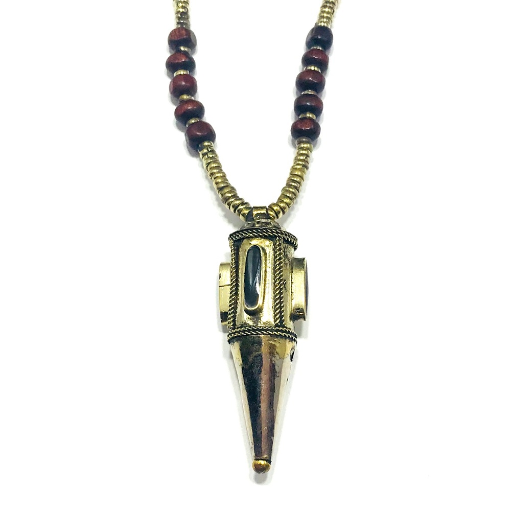 Vintage Spike Silver Tribal Chain Pendant Necklace